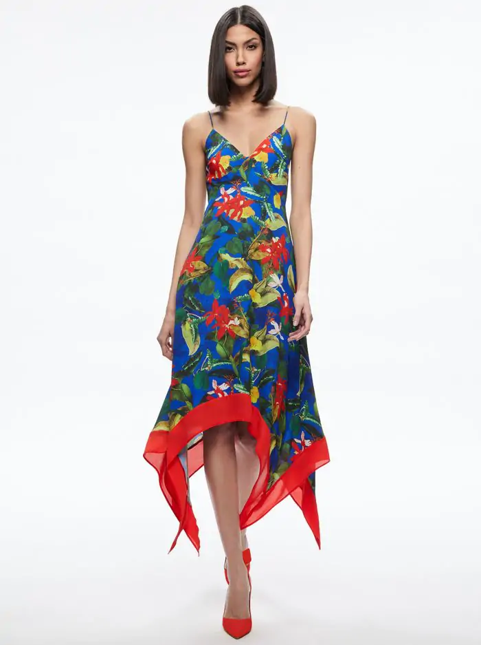 fayeth cut out asymmetrical hem midi dress Alice + Olivia Women Green Pleated Cutout Fayeth A-Line Dress Size 2